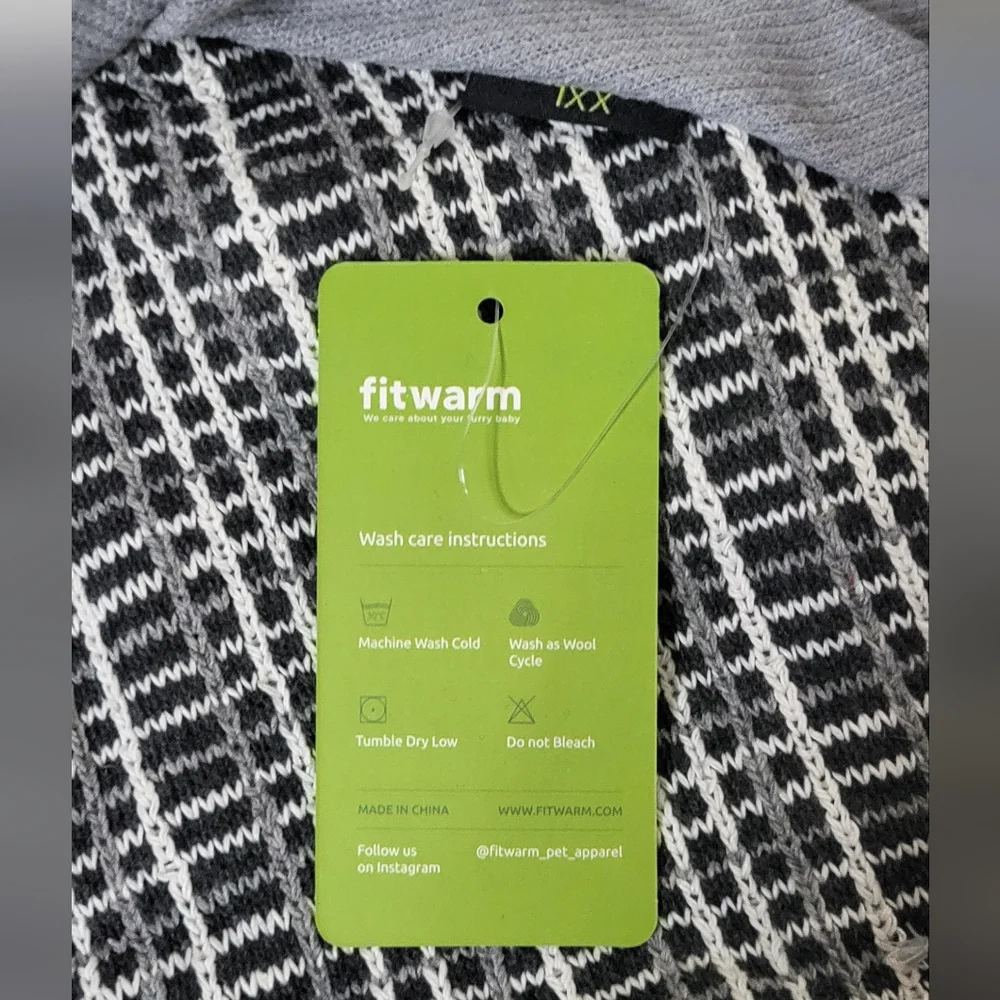 Fitwarm NWT Grey Dog Winter Knitwear Greygrids Sweater Size 2XL